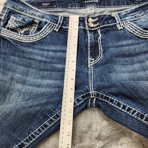 Vigoss Jeans Womens 22/33L Blue The Chelsea Low Rise Slim Boot Cut Stretch Denim - Picture 14 of 16